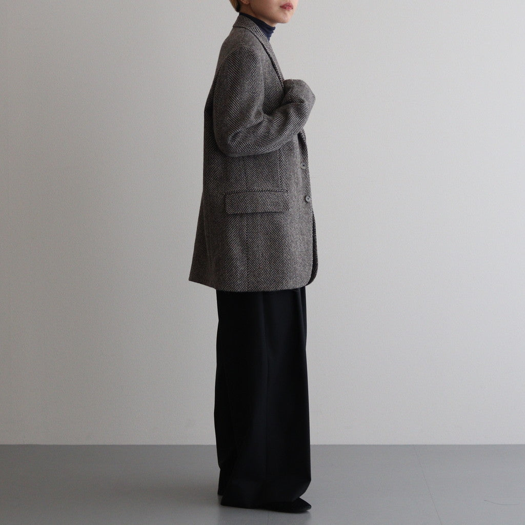 LAMA SHETLAND WOOL TWEED OVER JACKET #KHAKI TWEED [A24AJ06LS]