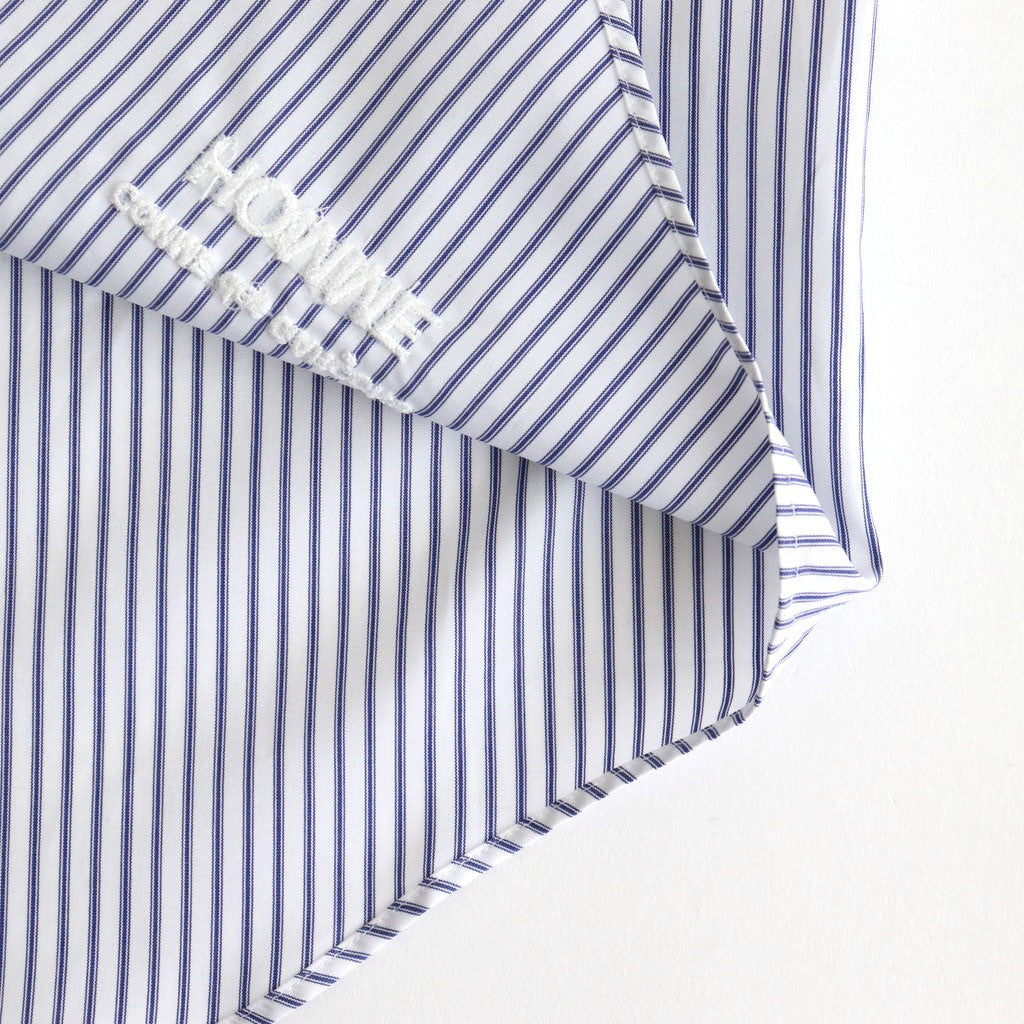 綿ストライプ S/S シャツ #WHITE×SAX [HO-B023-051]