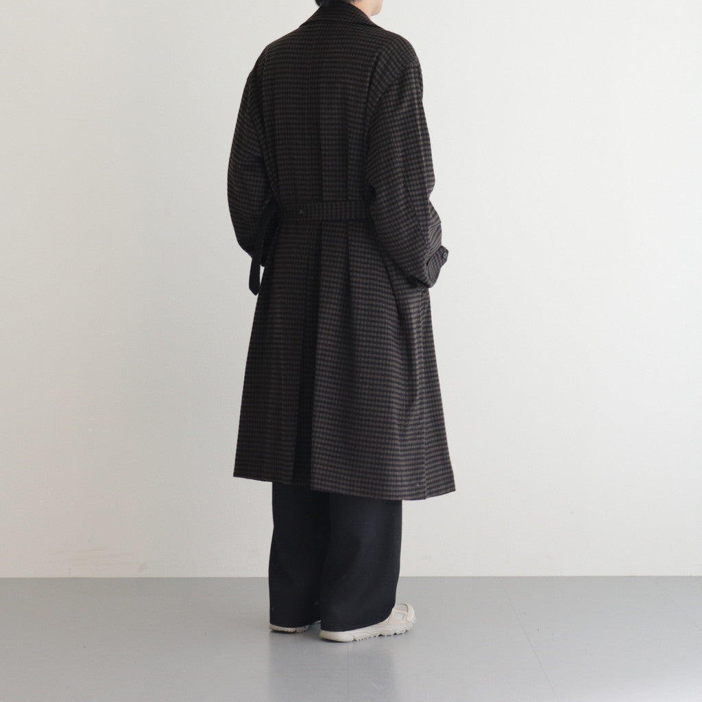 DOUBLE LAPELED DOUBLE BREASTED COAT #GINGHAM x BLACK [ST.603]