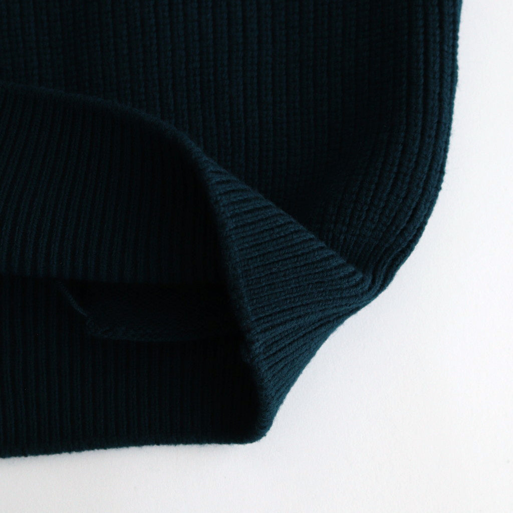 3/4 FRONT ZIP HIGHNECK RIB SWEATER #GREEN [YK24FW0829S]