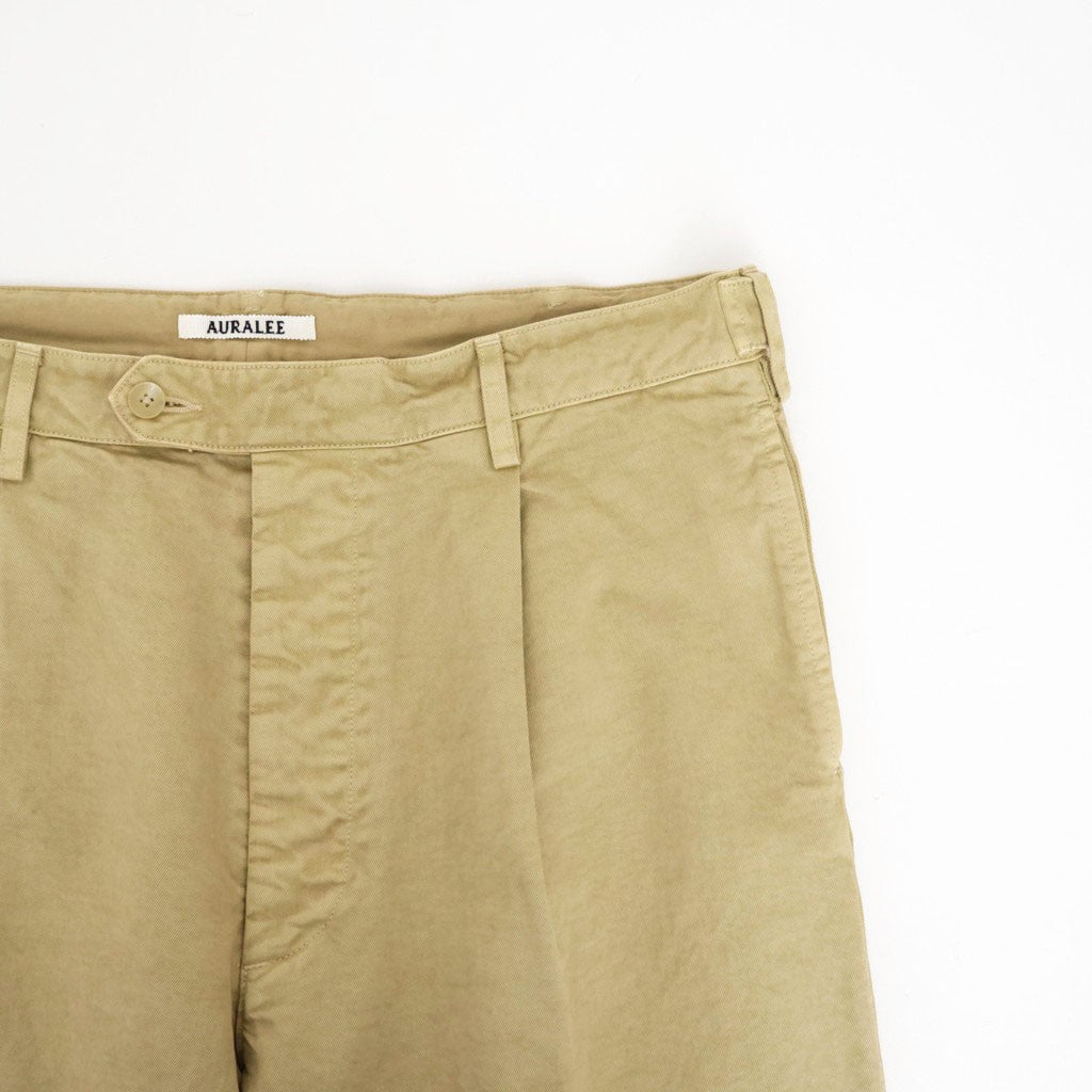 GARMENT-DYED FINX CHINO ONE-TUCK WIDE PANTS #LIGHT BEIGE [A26AP01CP]