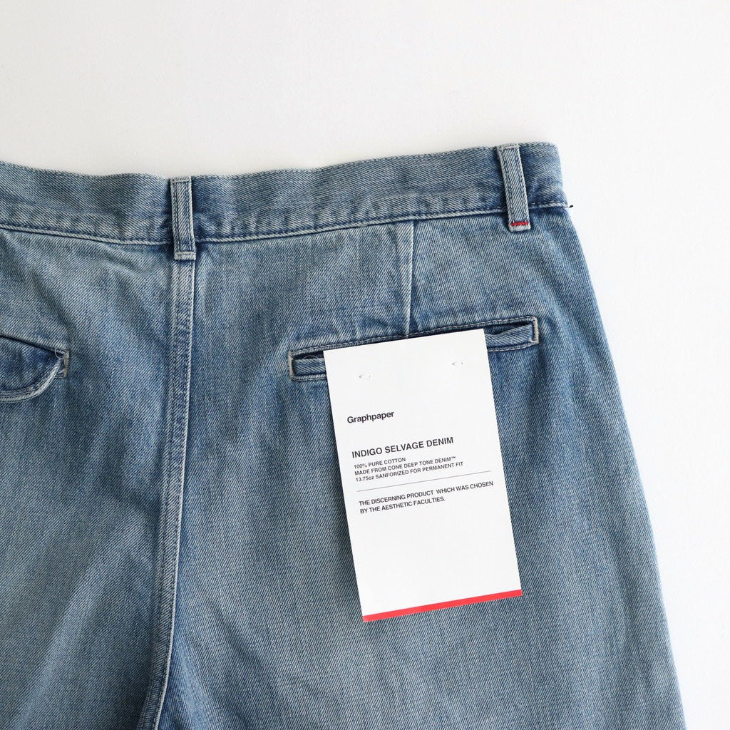 Selvage Denim Two Tuck Pants #INDIGO_LIGHT FADE [GU253-40061LB]