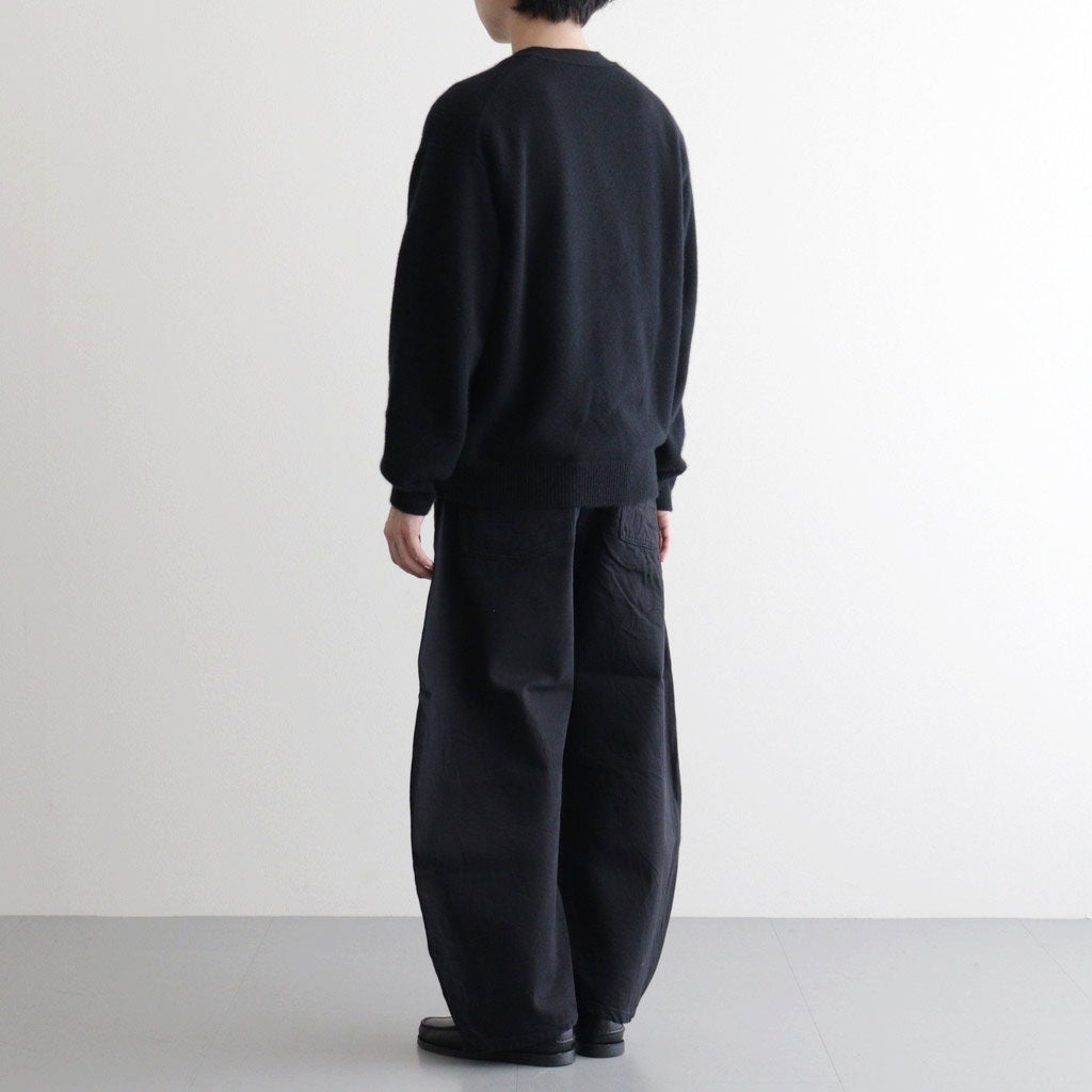 綿デニム 製品洗い ワイドパンツ #BLACK [HQ-P015-051]