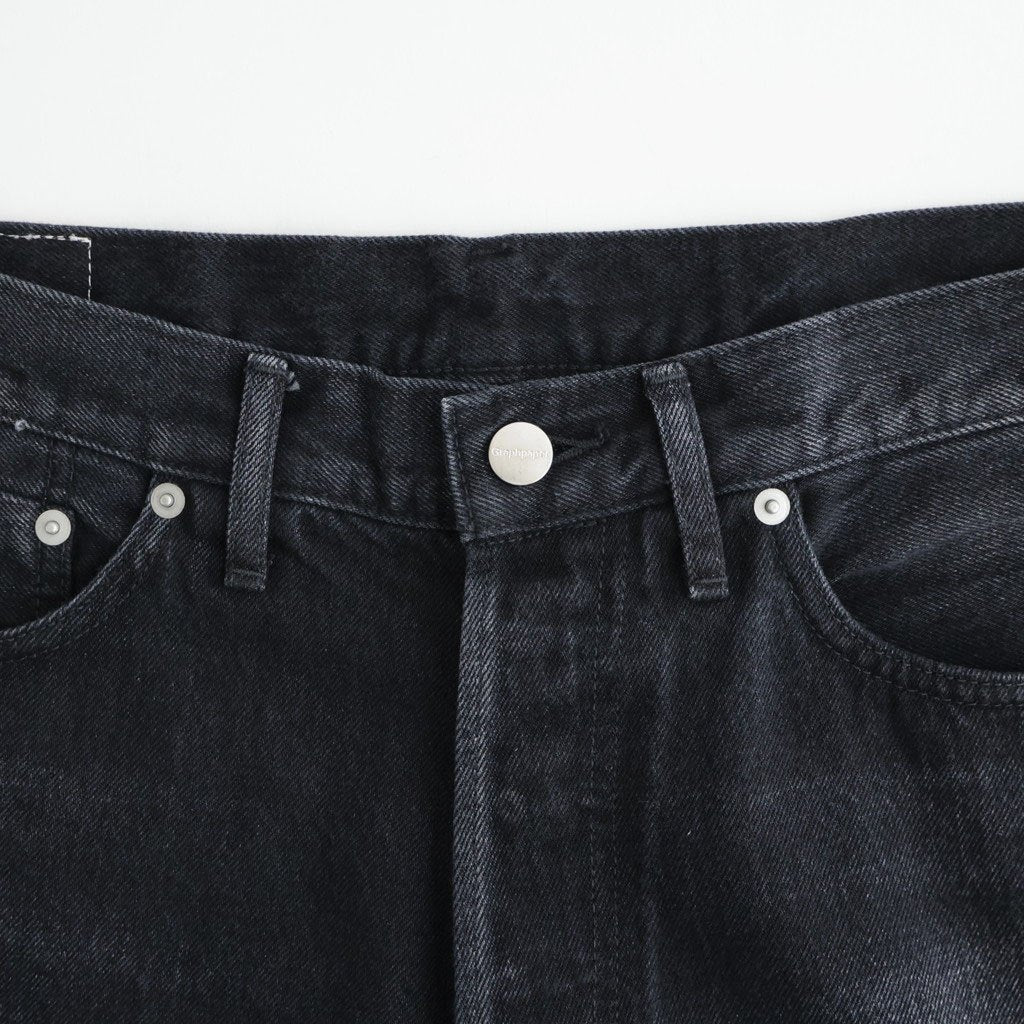 Selvage Denim Five Pocket Wide Straight Pants #BLACK DARK FADE [GU263-40059DB]