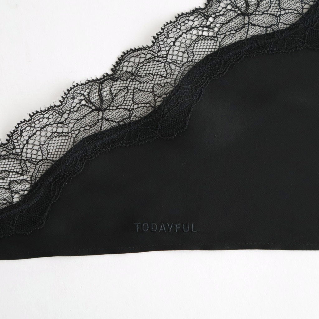 Satin Lace Scarf #BLK [12611027]