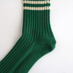 MERINO LAMBS WOOL STRIPE SOCKS #GREEN [R1489-AW25]