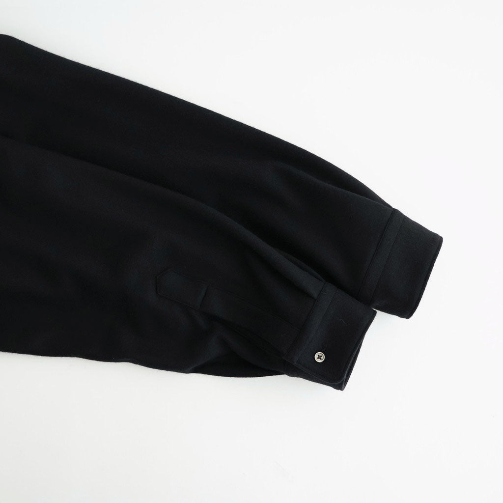 Wool Smooth Flannel Oversized Regular Collar Shirt #BLACK [GU263-50521B]