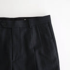 BLUEFACED WOOL TWO-TUCK SLACKS #CHARCOAL NAVY STRIPE [A26SP02BA]