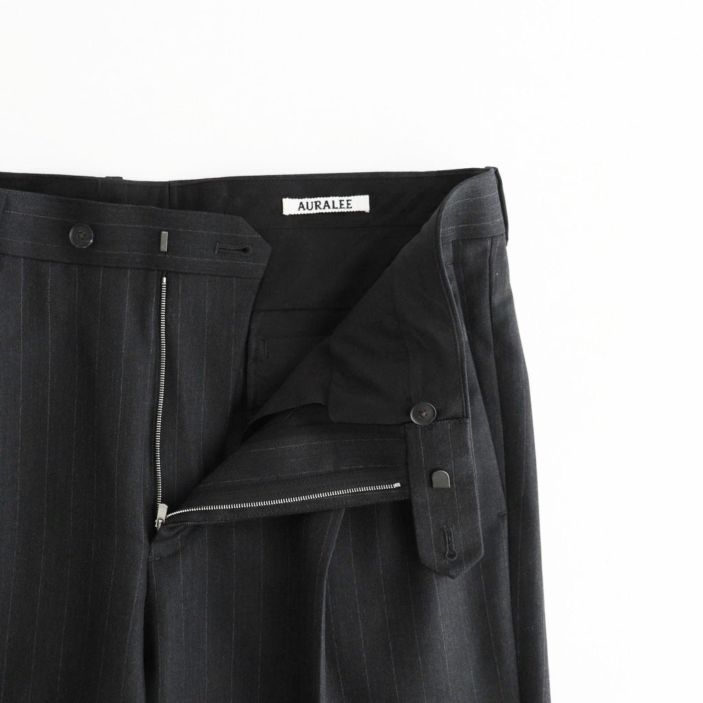 BLUEFACED WOOL TWO-TUCK SLACKS #CHARCOAL NAVY STRIPE [A26AP02BS]
