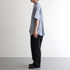 綿ツイルストライプ×綿タイプライター S/Sシャツ #BLUE [HO-B019-051]