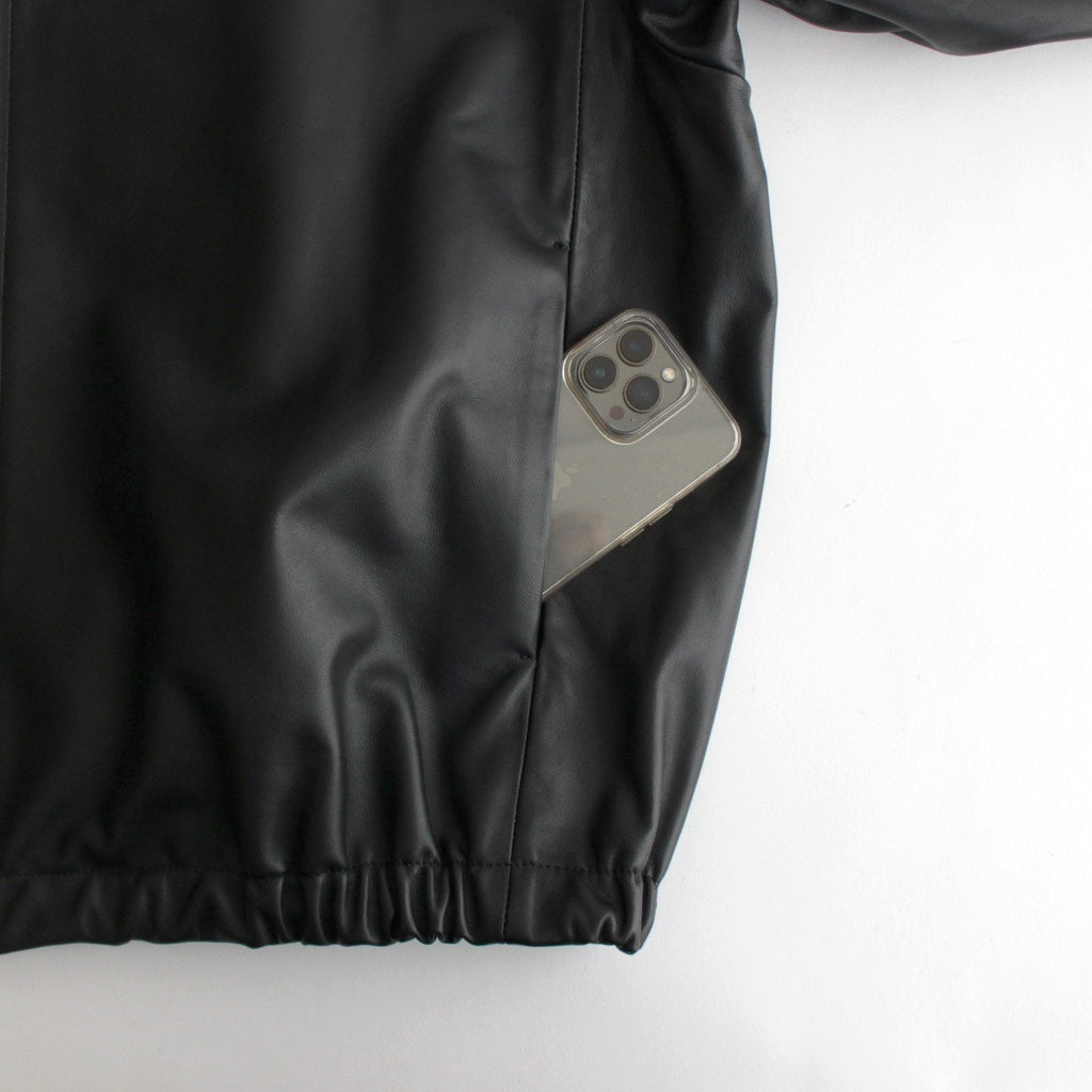 LEATHER HOODED SHORT JACKET #BLACK [ST.1063]