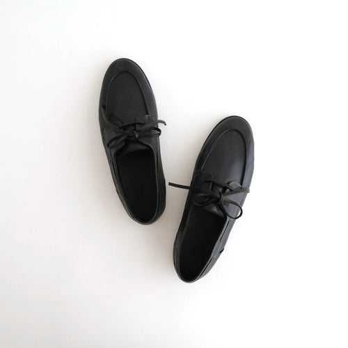SOFT LEATHER DECK SHOES #BLACK [A26SS03QD]