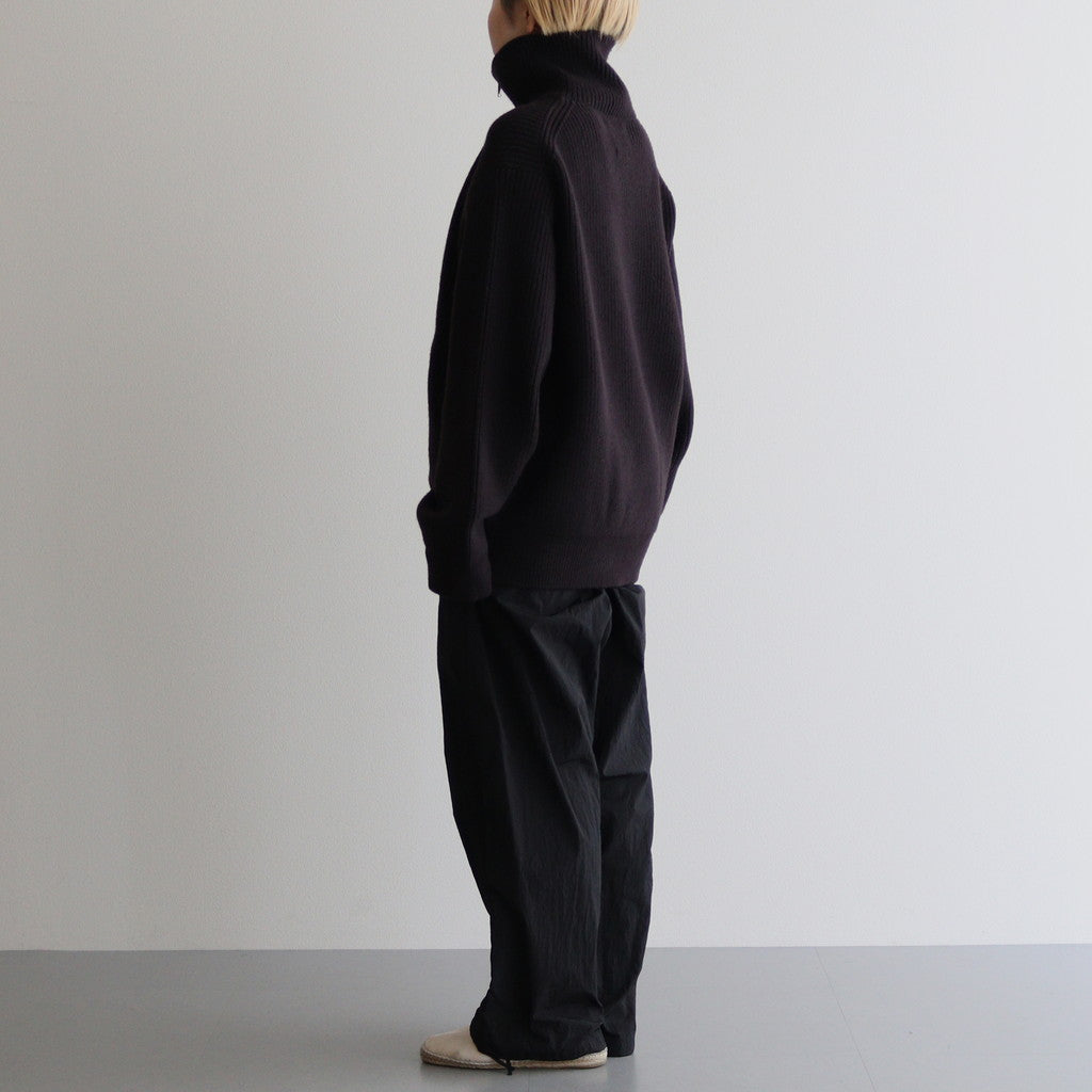 3/4 FRONT ZIP HIGHNECK RIB SWEATER #DARK BROWN [YK24FW0829S]