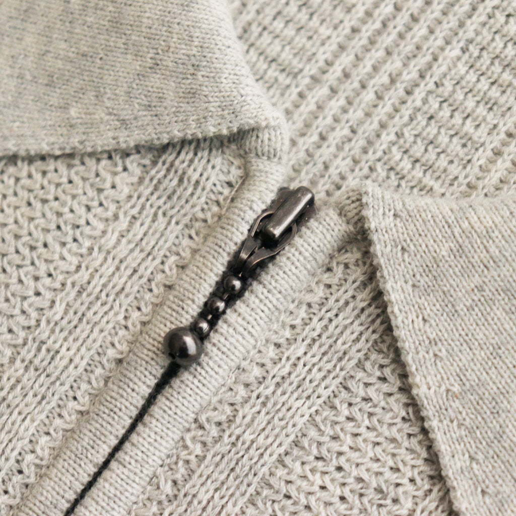 Rib Pattern Half Zip Polo #L.Gray [2501-012]