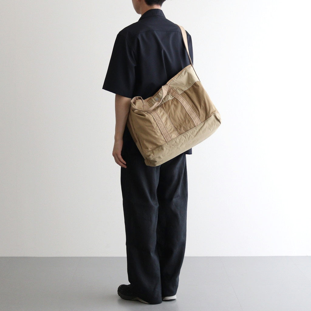 綿ナイロンリップパッチワーク トートバッグ #BEIGE [HO-K203-051