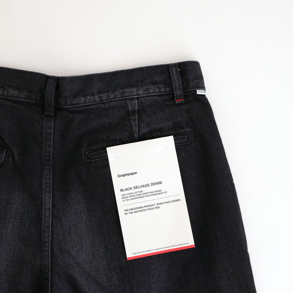 Selvage Denim Two Tuck Pants #BLACK_DARK FADE [GU261-40061DB]