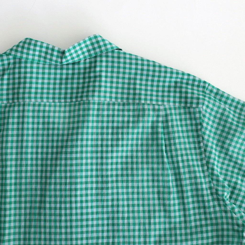 AIRY LIGHT COTTON CHECK P/O SHIRT #GREEN GINGHAM CHECK [A25SS02GC]