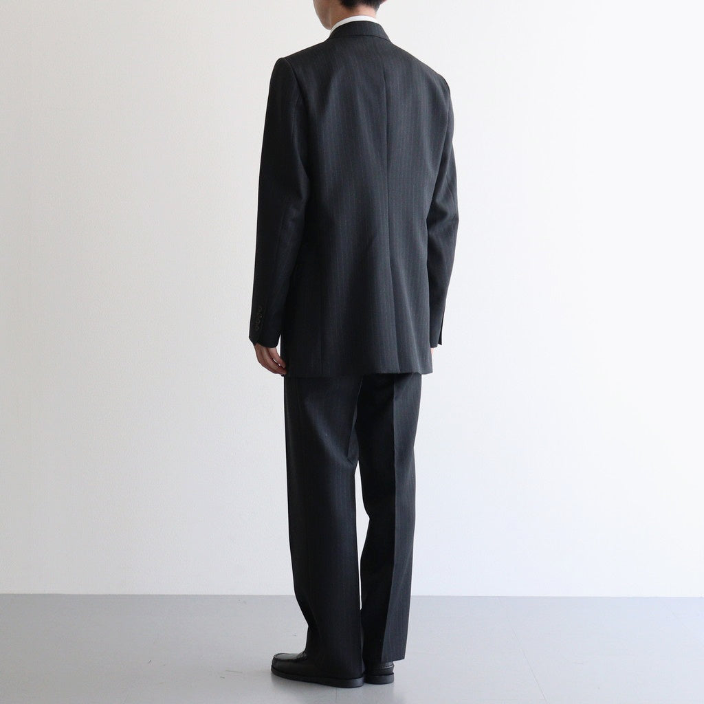 BLUEFACED WOOL TWO-TUCK SLACKS #CHARCOAL NAVY STRIPE [A25AP02BS]