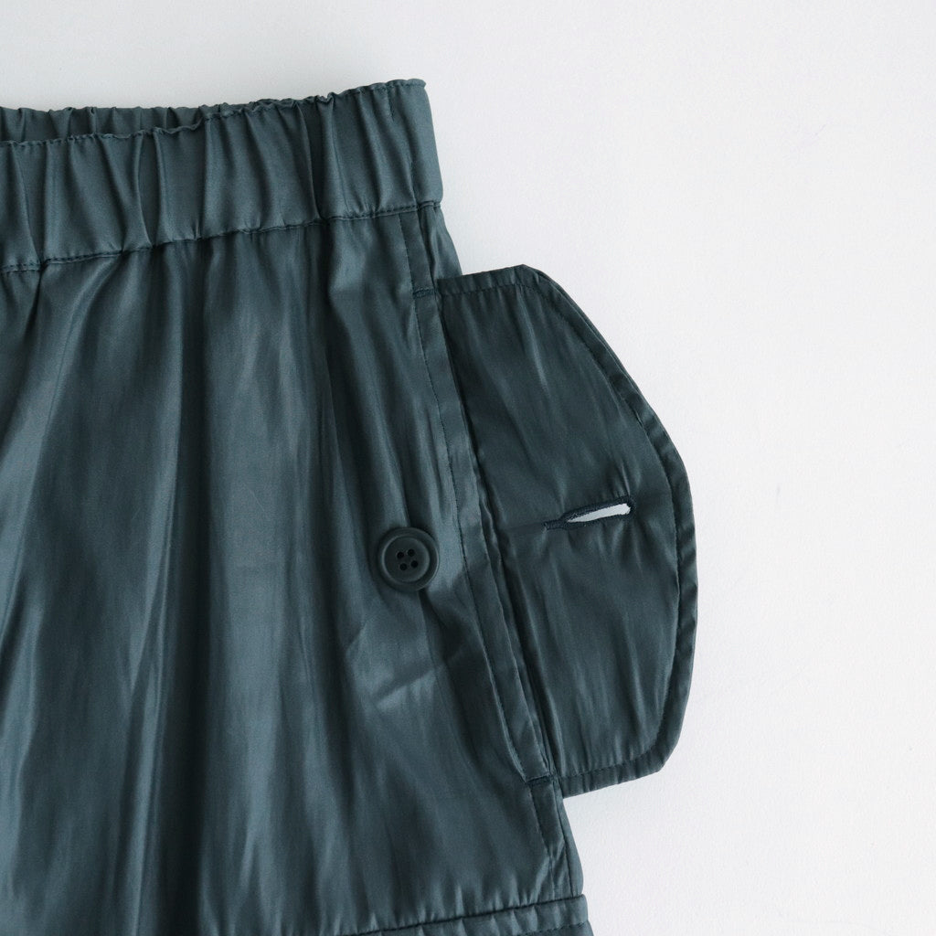 LEATHER LIKE POLYESTER CARGO PANTS #DUSTY GREEN [YK24SS0638P]