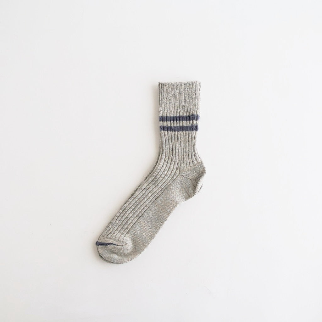 HEMP ORGANIC COTTON STRIPE SOCKS #GRAY/PURPLE HAZE [R1468-SS26]