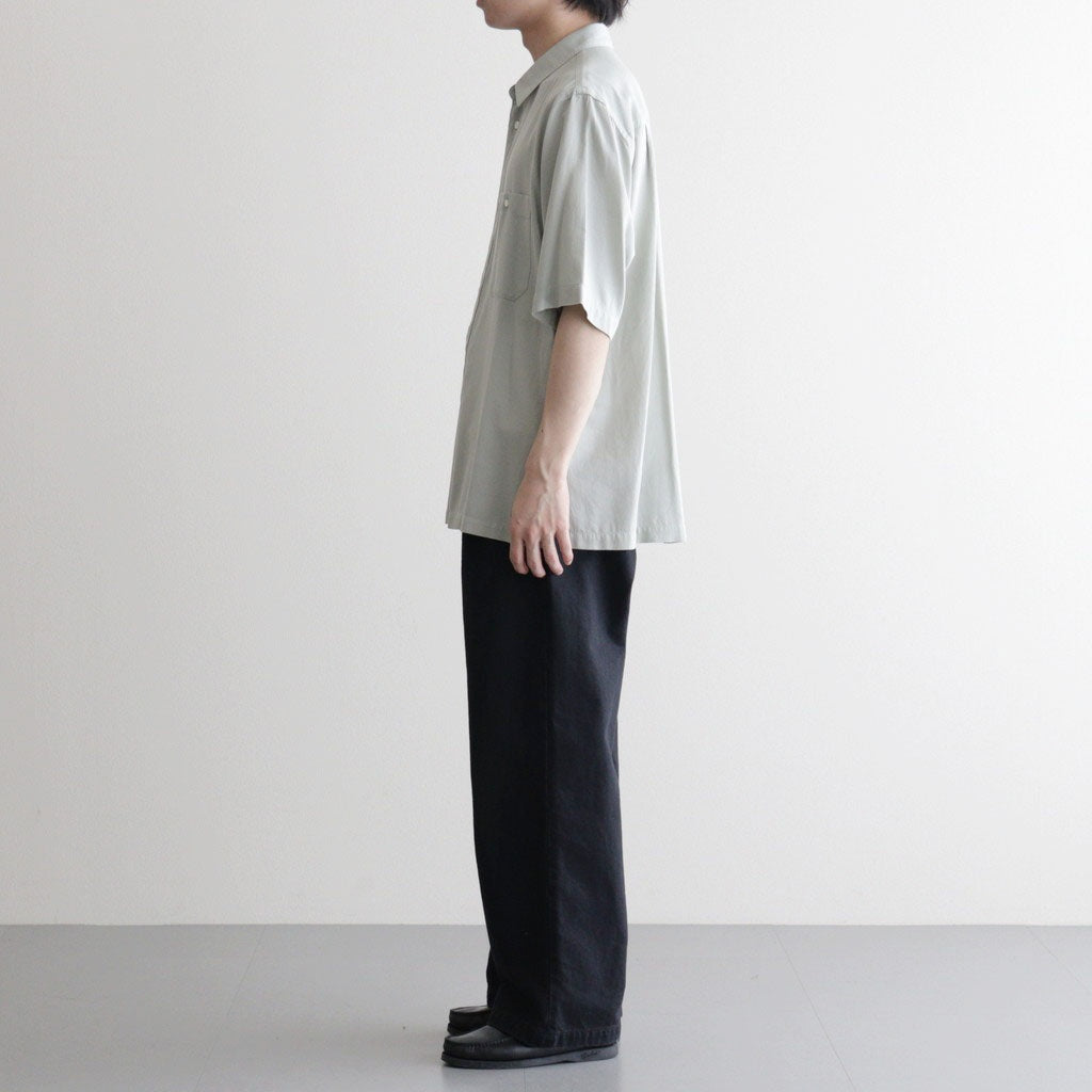 COTTON SILK VIERA LOOSE FIT HALF SLEEVE SHIRT #GREEN [BLAGLM0206]