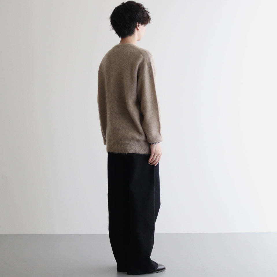 BRUSHED SUPER KID MOHAIR KNIT P/O #GRAY BEIGE [A24AP03KM]