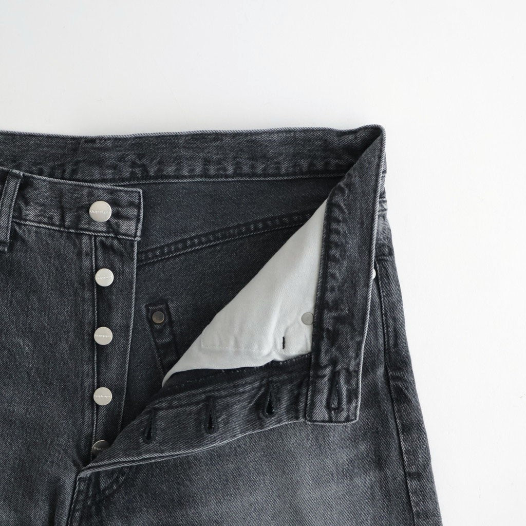 Selvage Denim Five Pocket Wide Straight Pants #BLACK LIGHT FADE [GU263-40059LB]