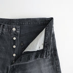 Selvage Denim Five Pocket Wide Straight Pants #BLACK LIGHT FADE [GU263-40059LB]