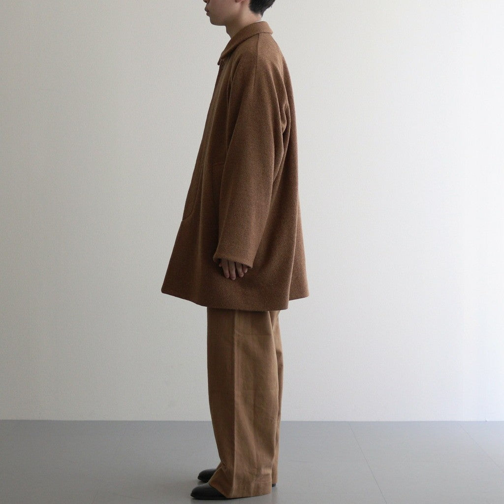 WOOL SOUTIEN COLLAR COAT SHORT #brown tweed [14551]