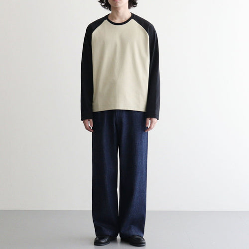 Raglan Sleeve T-shirt #Black / Light Sage [OFH011TE51]