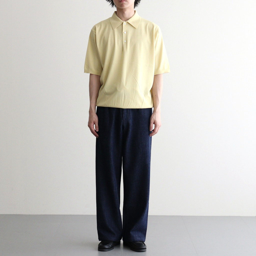 GIZA HIGH GAUGE KNIT POLO #YELLOW BEIGE [A26SP03KA]