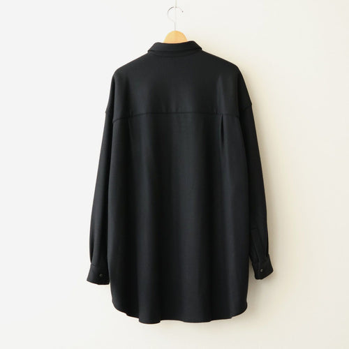Wool Smooth Flannel Oversized Regular Collar Shirt #BLACK [GU263-50521B]