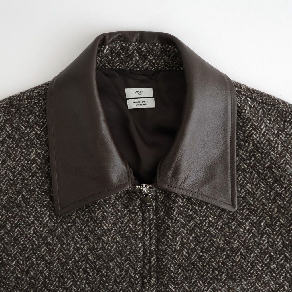Herringborn Tweed Zip Blouson #Brown [YK26FW01314B]