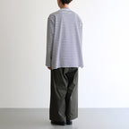 FBSBTF - 微強撚綿天竺 ボートネックロンT #08 WH base×BK bd [SN_FR0907TF]