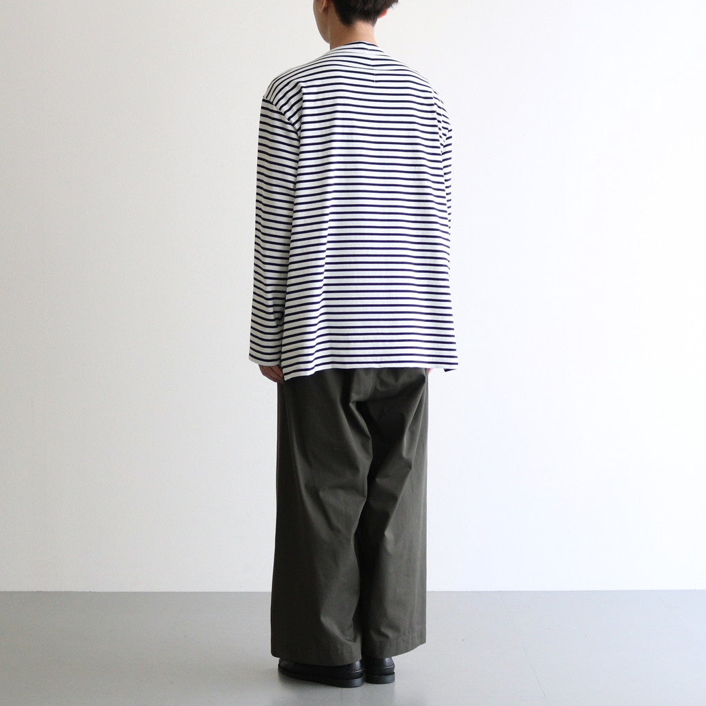 FBSBTF - 微強撚綿天竺 ボートネックロンT #08 WH base×BK bd [SN_FR0907TF]