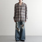 DESTRESSED MODERN DENIM WIDE CUT #FADED INDIGO [26440430]