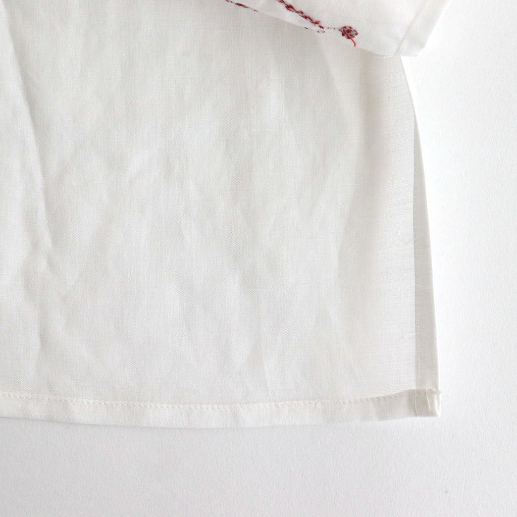 EMBROIDERY OPEN COLLAR SHIRT #WHITE [YK25SS001004SH]