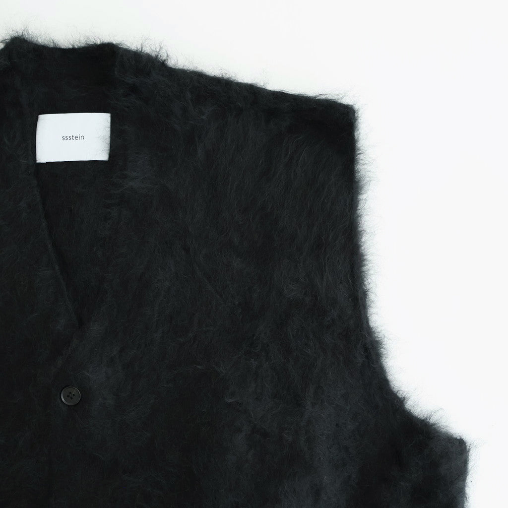 CASHMERE SHAGGY KNIT VEST #BLACK [ST.1309]