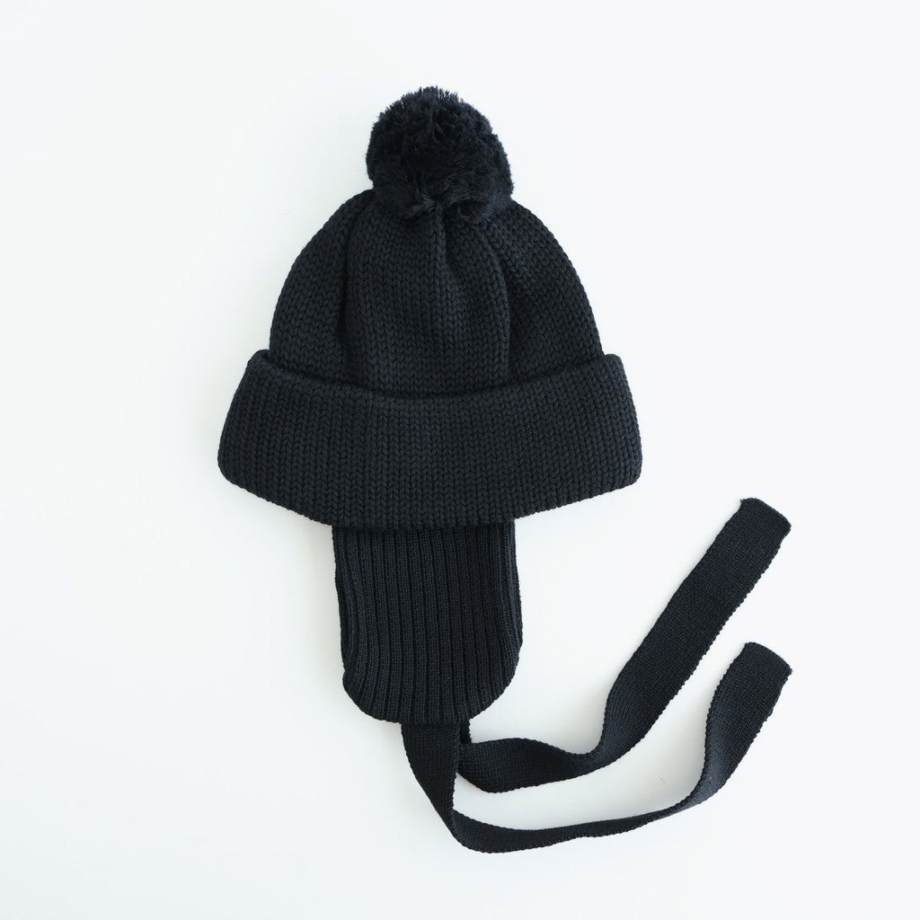 WOOL STANDARD KNIT - 梵天/耳付き #BLACK [NO.28254]