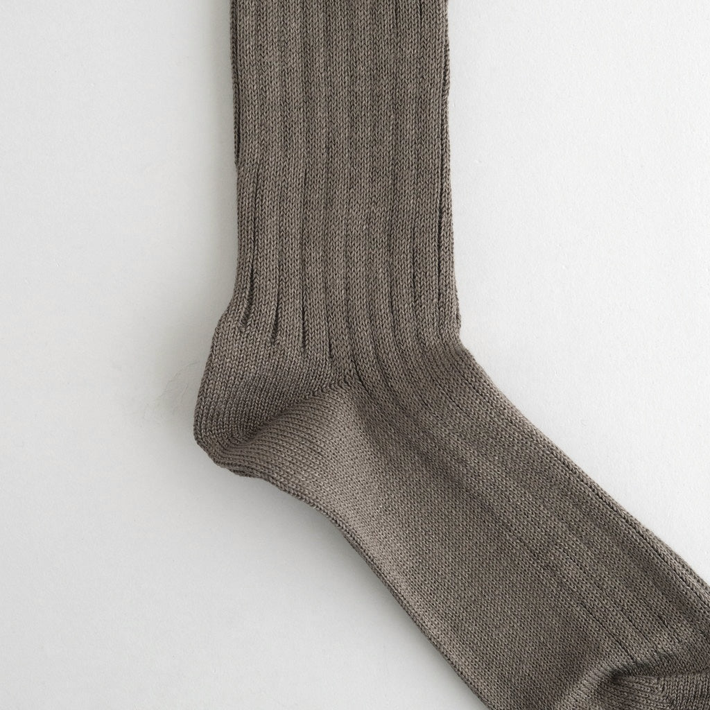 LINEN COTTON RIBBED CREW SOCKS #D.GRAY [R1461-SS26]