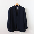 NNCJK｜Acetate & Polyester Light Crepe Double Cloth Collarless Jacket #NAVY [NK-NC905JK]