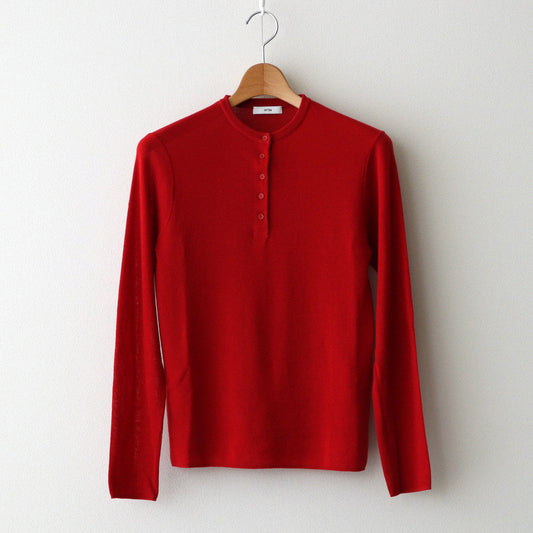 ROYAL WOOL CIRCULAR RIB HENRYNECK SWEATER #RED [KRAGCW0703]