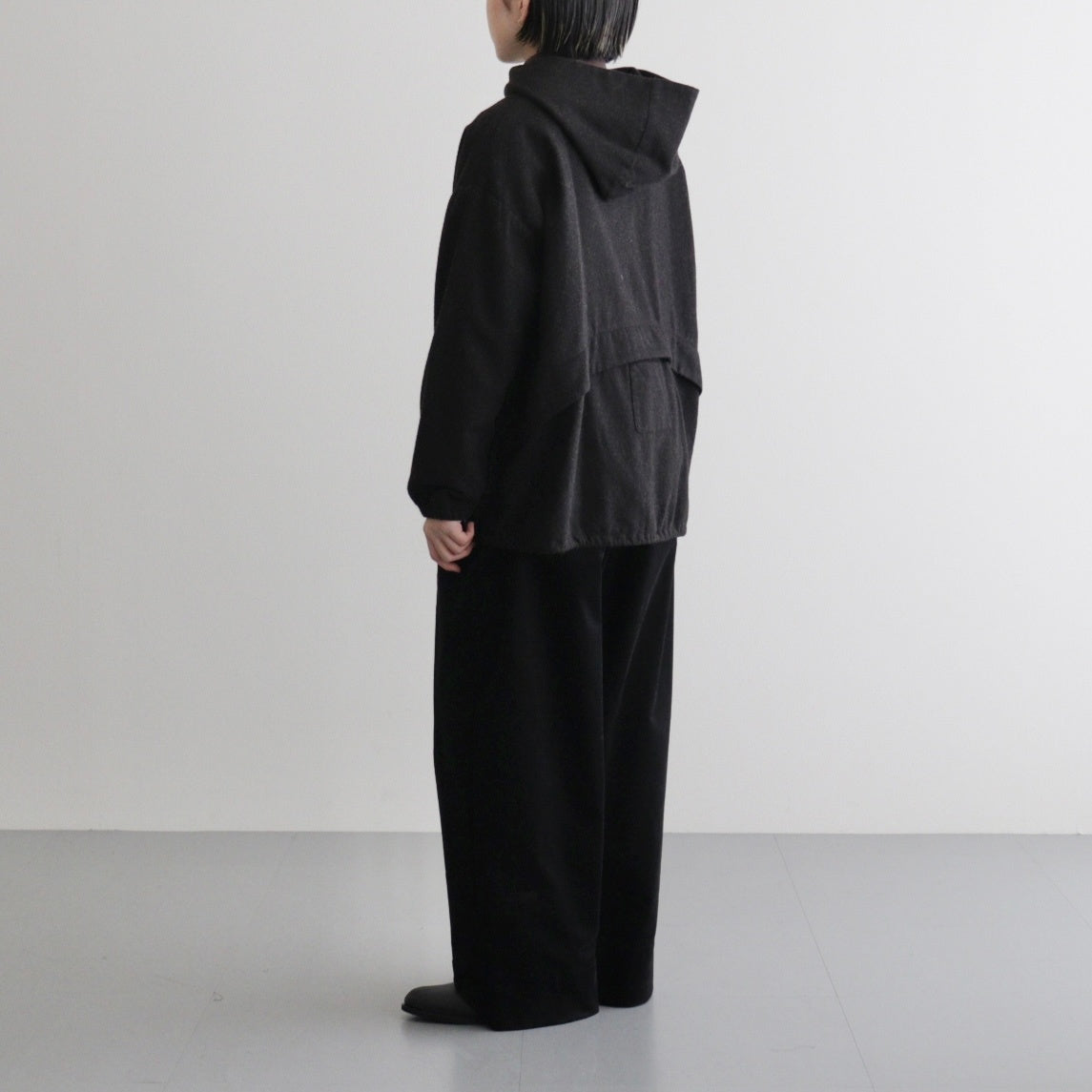 縮絨ウールワイドフーディー #DARK BROWN [D225-T391]