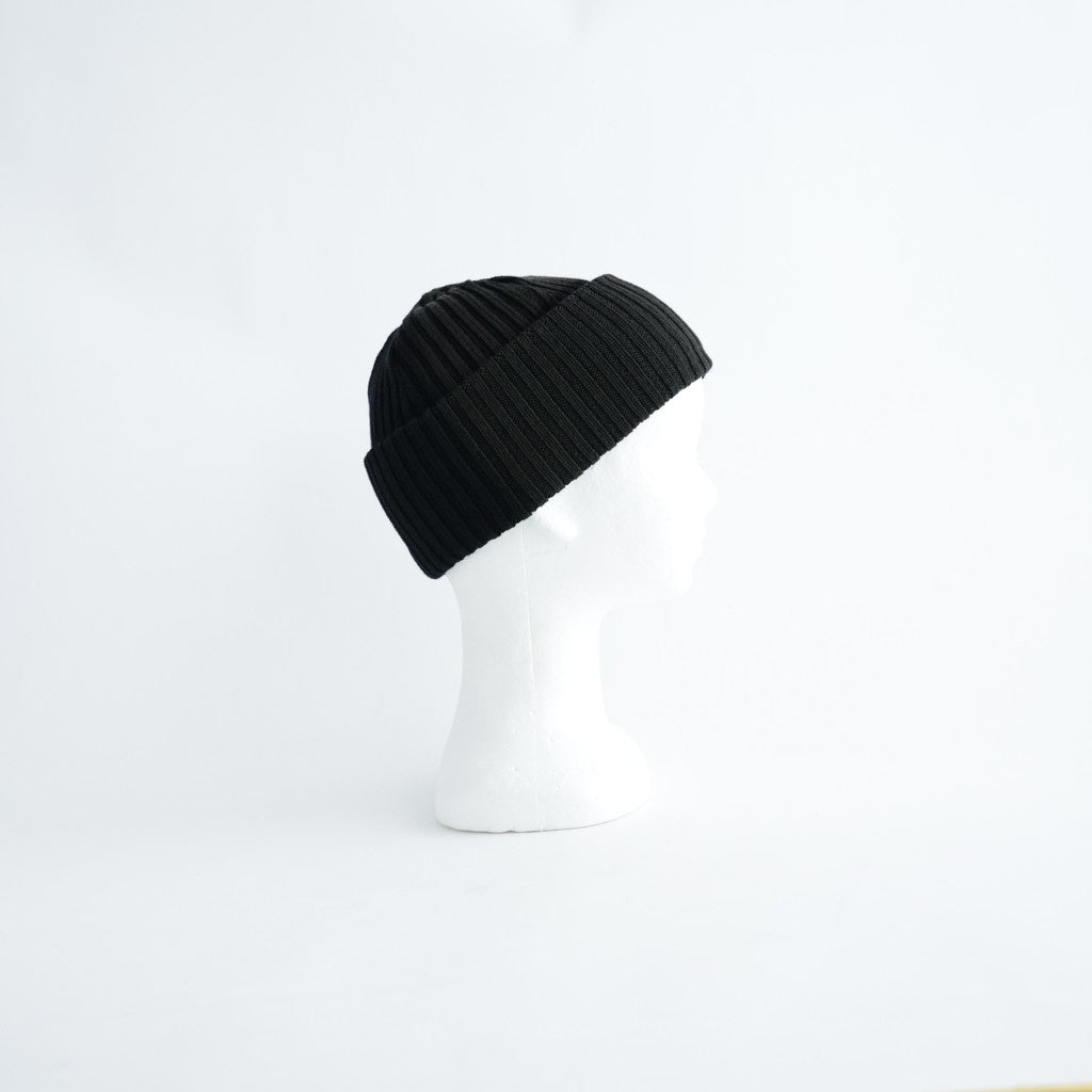 BATONER ウール梳毛リブ ブリーチ加工 ニットキャップ #BLACK [HR-N005-051]