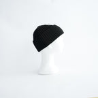BATONER ウール梳毛リブ ブリーチ加工 ニットキャップ #BLACK [HR-N005-051]