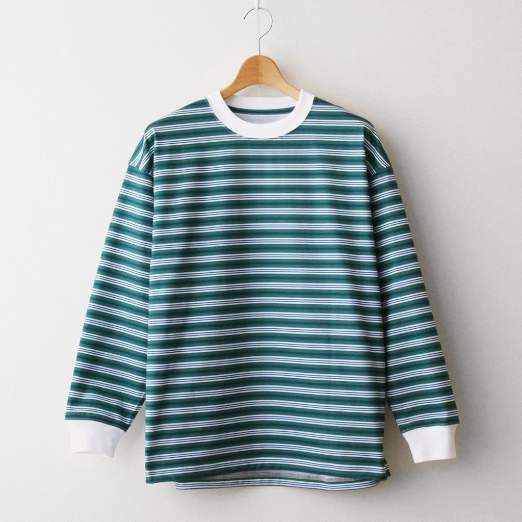W's TECH DRAWSTRING MULTI BORDER L/S TEE #GREEN / BLUE [BE-34024L]