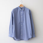 綿ストライプ ギャザーシャツ #NAVY×WHITE [HO-B006-051]