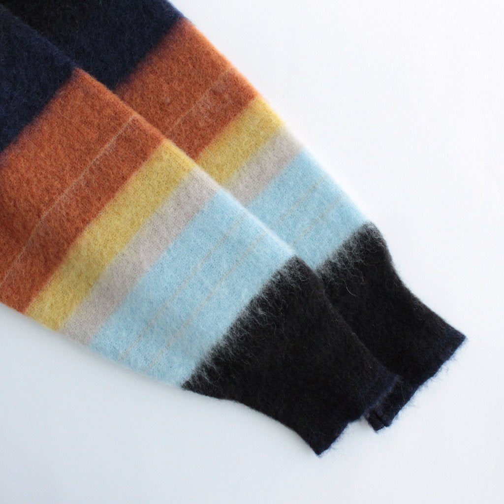 COLOR COMBINATION MOHAIR CARDIGAN #MULTI STRIPES [ST.534-2] _
