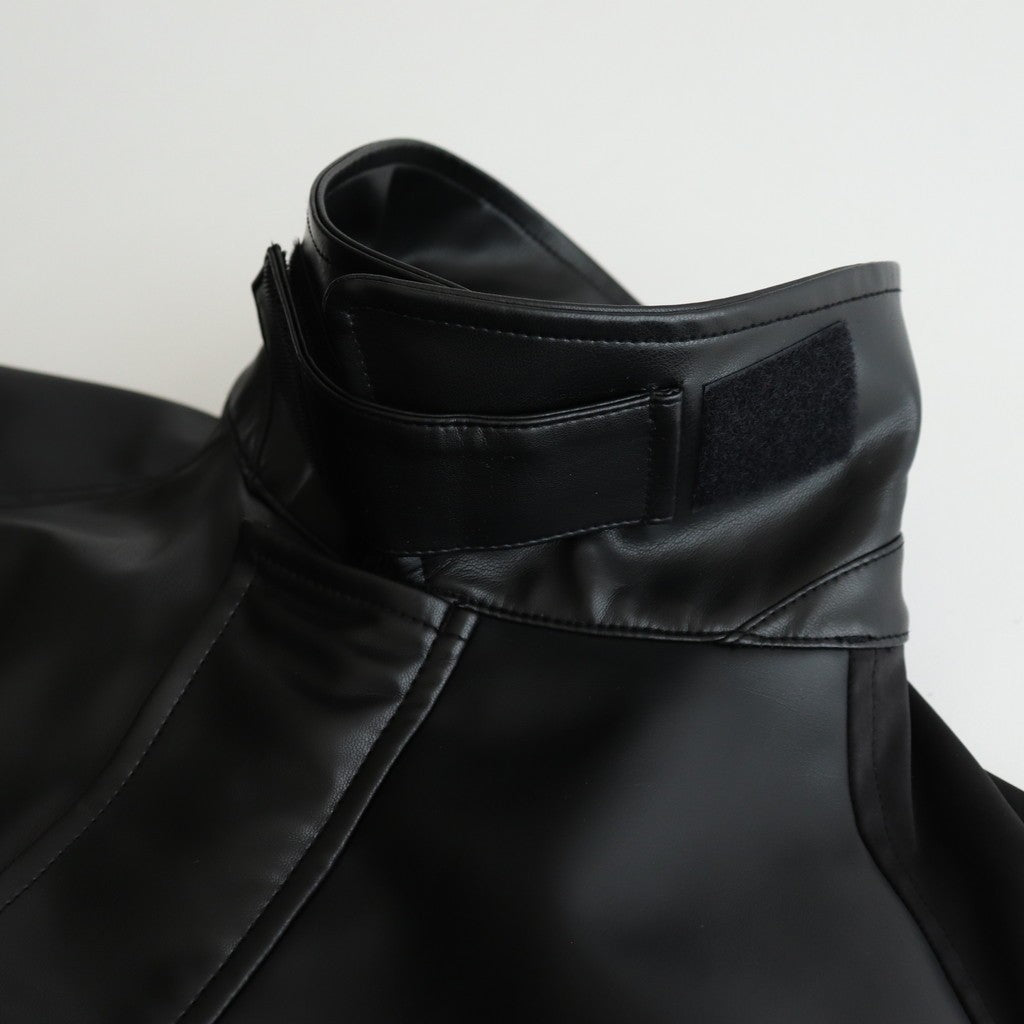 合皮MIXジップブルゾン #BLACK [HP-J011-051]