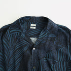 Leaf Pattern Printed Open Collar Shirt #NAVY [YK26SS01202SH]